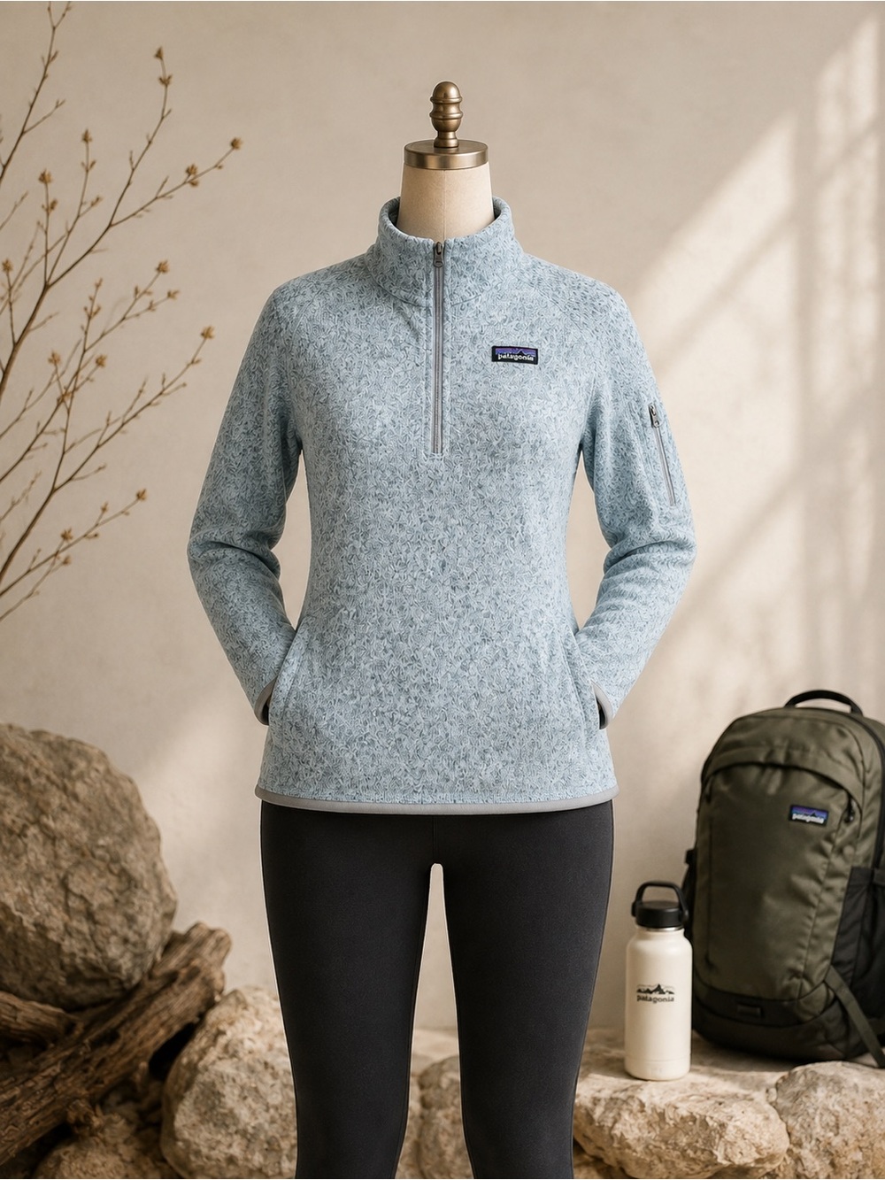 Patagonia Better Sweater 1/4 Zip Fleece Pullover Blue Gray Small